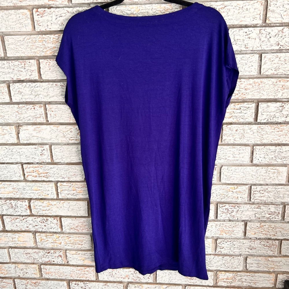 Eileen Fisher Petite Purple Rayon Lycra Scoop Neck Tunic Top PS - Picture 2 of 6
